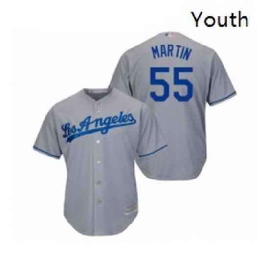 Youth Los Angeles Dodgers 55 Russell Martin Authentic Grey Road Cool Base Baseball Jersey